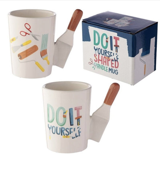 Keramische doe-het-zelf-verfschraper-vormige handgreepmok - CooleCadeau