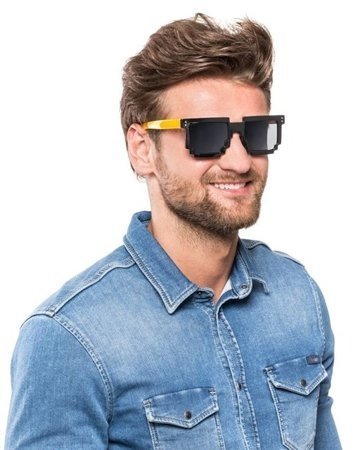 Pixel Feestbril - Geel - CooleCadeau